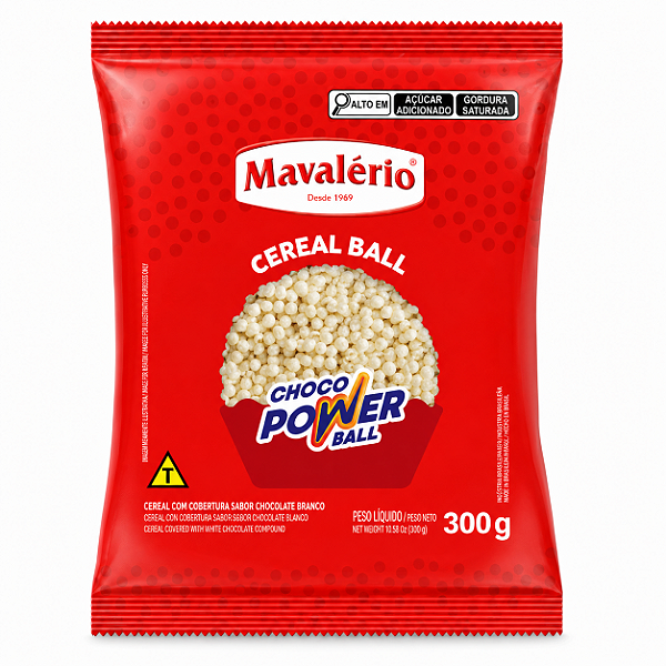 CEREAL MINI BRANCO CHOCO POWER BALL 300GR MAVALERIO