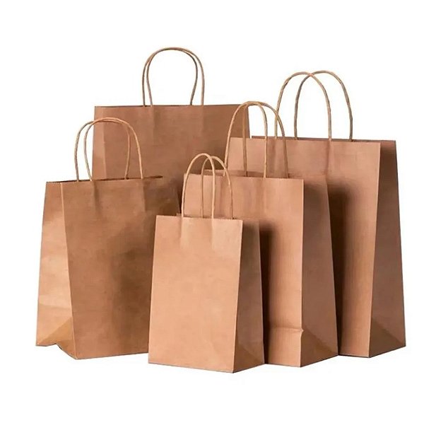 SACOLA DE PAPEL KRAFT PLUMA UN