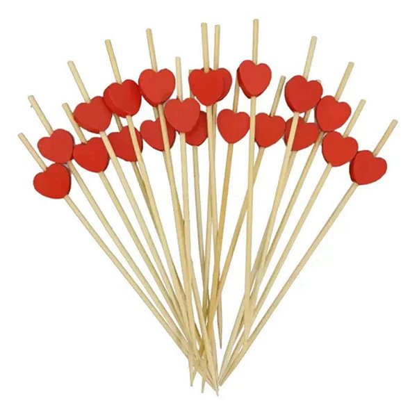 PALITO EM BAMBU CORAÇÃO PCT/20UN SILVER FESTAS