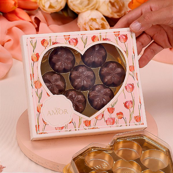 CAIXA P/7 BOMBONS C/BLISTER CORAÇÃO TULIPAS JANGO
