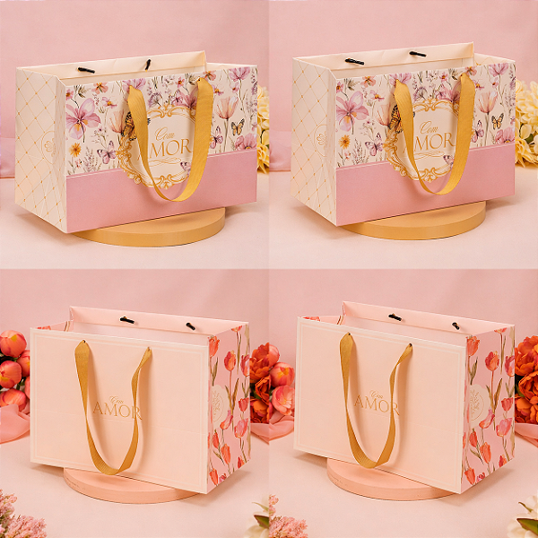 SACOLA 26X16,5X13CM COM AMOR PCT/5UN JANGO