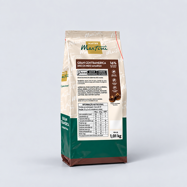 COBERTURA GOTAS MEIO AMARGO GRAN CENTRAMERICA 1,01KG MASTER MARTINI