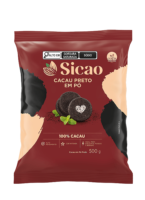CACAU EM PO PRETO 100% 500GR SICAO