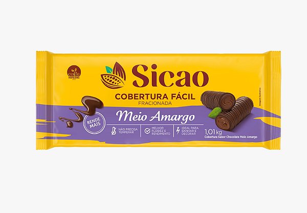 COBERTURA BARRA MEIO AMARGO 1,01KG SICAO FÁCIL