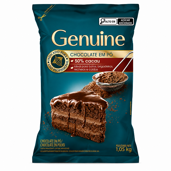 CHOCOLATE EM PÓ 50% CACAU 1,05KG GENUINE