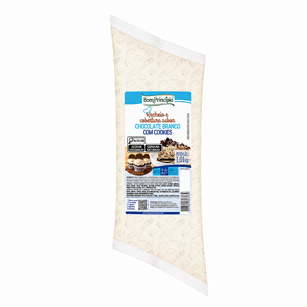 RECHEIO CHOCOLATE BRANCO C/COOKIES 1,01KG BOM PRINCÍPIO