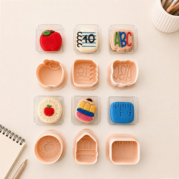 KIT 6 MOLDES EJETOR PARA BRIGADEIRO DIA DOS PROFESSORES MAX 3D