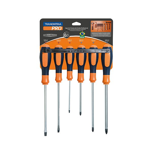 Jogo de Chaves de Fenda Ultragrip Plus 6 Peças Tramontina PRO - 44127406
