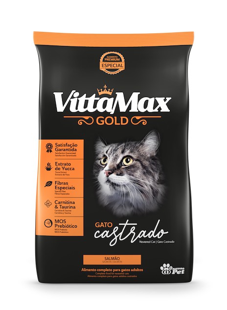 Ração Alimento Premium Para Gato Castrado Sabor Salmão Vittamax
