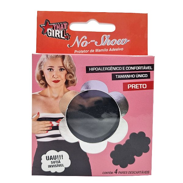 NO SHOW THAT GIRL - Adesivo de proteção para os mamilos 4 pares Preto