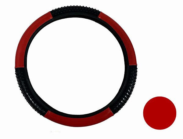 Capa Proteção Volante c/ Massageador Vermelho 45cm para caminhão Caminhão VW Ford Cargo MB Volvo Scania