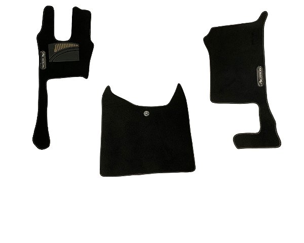 Tapete Carpete Veludo Actros Novo Preto Detalhes Bege 3 Pcs