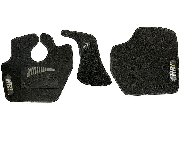 Jg 3 Pcs Tapete Borracha Detalhes Cinza C/ Vies Para Hyundai Hr