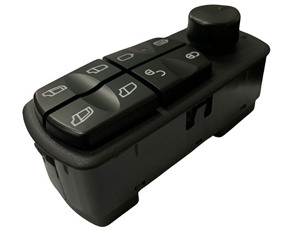 Botão Interruptor Vidro Eletrico com Regulagem Retrovisor e Trava Porta LE Caminhão MB Axor / Atego01 (Unidade) - Botão Virdo Elétrico com Regulagem Retrovisor e Trava Porta Lado Esquerdo - Motorista  COMPATÍVEL COM OS VEÍCULOS DAS SEGUINTES MARCAS: Camin
