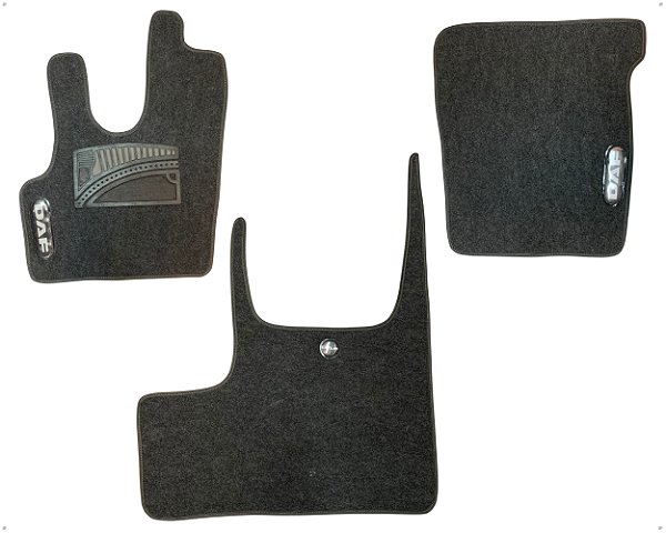 Jogo Tapete Carpete Aveludado com Velcro Cinza Para Caminhão Daf Cf