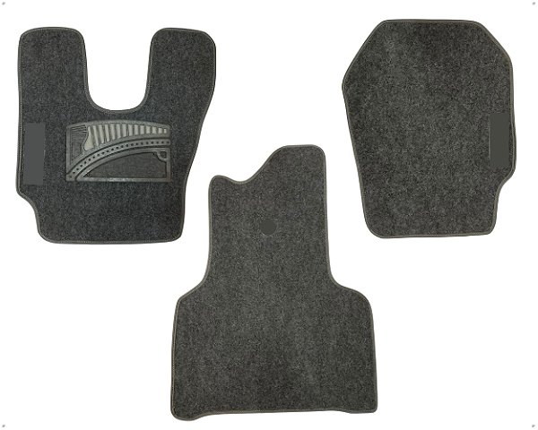 Jogo Carpete Aveludado com Velcro Cinza Com Vies Cinza para Caminhão Scania Cabine P Série 4