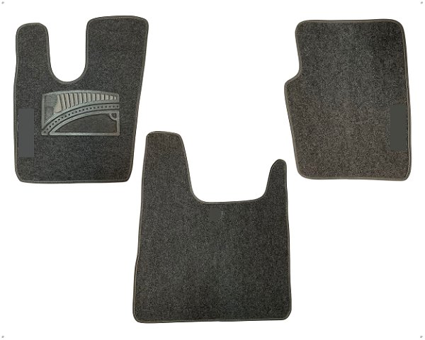 Jogo Carpete Aveludado com Velcro Cinza Com Vies Cinza para Caminhão Scania Nova R Série 5