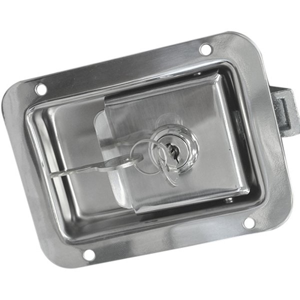 Maçaneta externa - Pequena - Polído - Aço Inox - C/ chave UNIVERSAL Ambulâncias Bagageiros Baús Bombeiros Ônibus Uso Geral