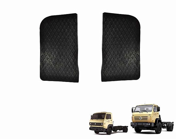 Par Tapete Preto Estribo Interno Caminhão VW 7100 8120 8140 8150 15180 18310 26260E