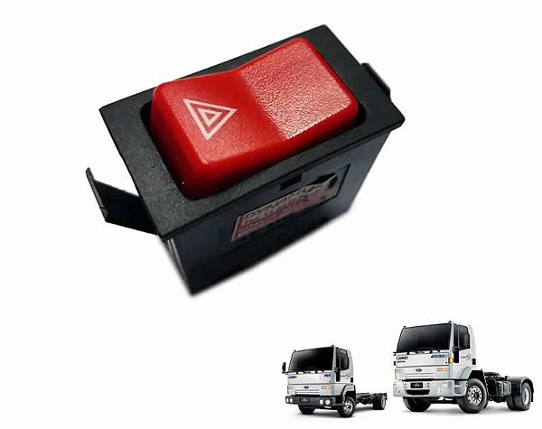 Botão Luz Emergência Pisca Alerta 12V Caminhão Ford Cargo 815 815e 1215 1317e 4030 2628e 4C4513A350AB