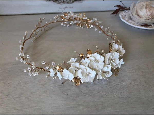 Headband Enchanted Branca para penteado de noiva