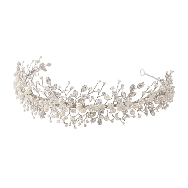 Tiara de Noiva com Zircônias e Flores de Madrepérola Natural | Jenny