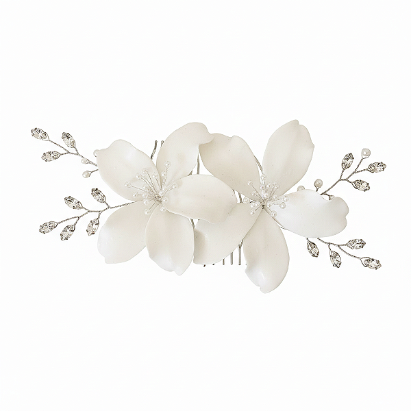 Lírio em Porcelana com Zircônias e Mini Pérolas | Ana Camila