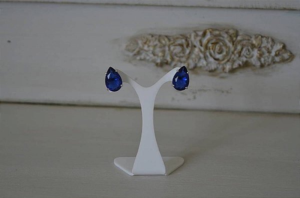 Brincos em cristal safira gota modelo Ana Lucia