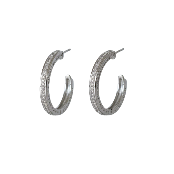 Brinco de Argola com Micro Zircônias - Semi Joia em Formato de Argola 3 CM | Emma Dourado Champanhe