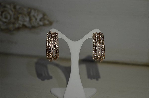 Brincos semi argola rosee gold