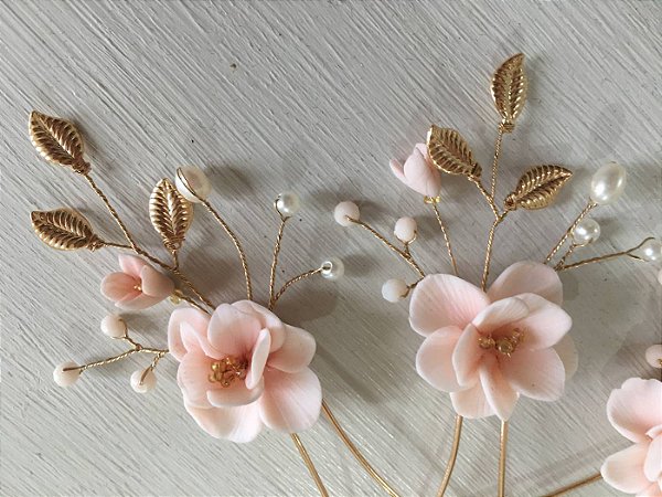 Grampos floral enchanted rosee