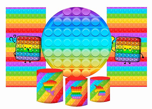 Super Kit Painel De Festa e Capas de Cilindro em tecido sublimado Fidget Toys
