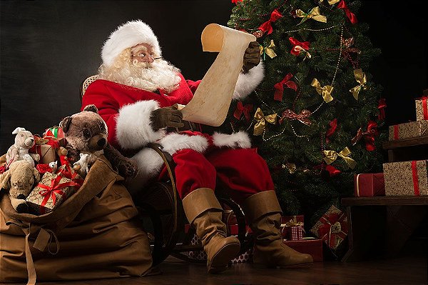 Painel de Festa em Tecido Sublimado 3d Lista do Papai Noel