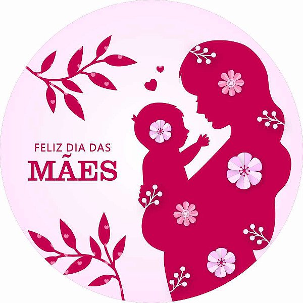 Painel de Festa Redondo em Tecido Sublimado Dia das Mães c/elástico