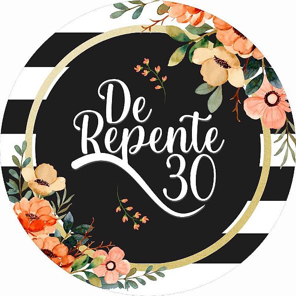 Painel de Festa Redondo em Tecido Sublimado De Repente 30 Flores c/elástico