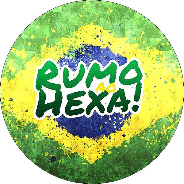 Painel de Festa Redondo em Tecido Sublimado Futebol Rumo ao Hexa c/elástico
