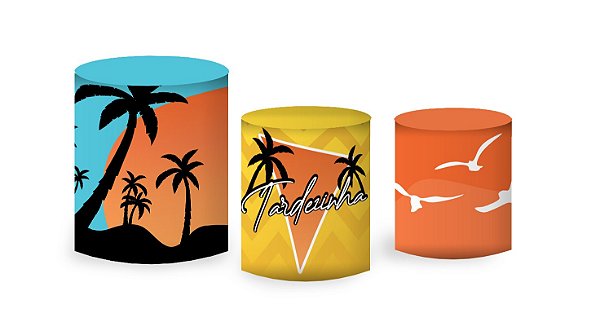 Kit Capas de Cilindro de festa em tecido sublimado Tardezinha Laranja