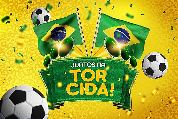 Painel de Festa em Tecido Sublimado Juntos Na Torcida