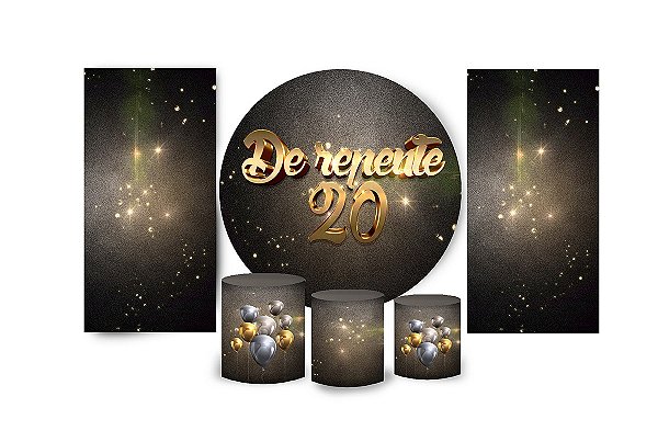 Super Kit Painel De Festa e Capas de Cilindro em tecido sublimado De repente 20