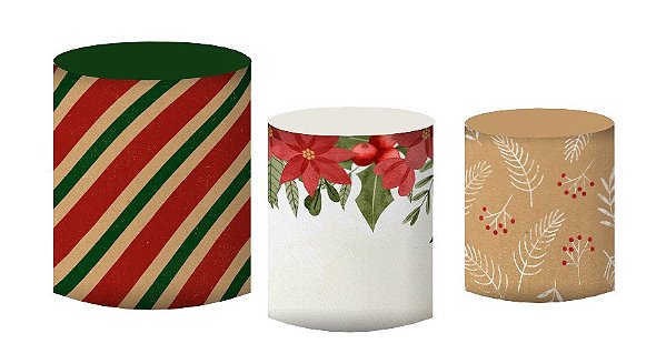 Kit Capas de Cilindro de festa em tecido sublimado Natal Clássico