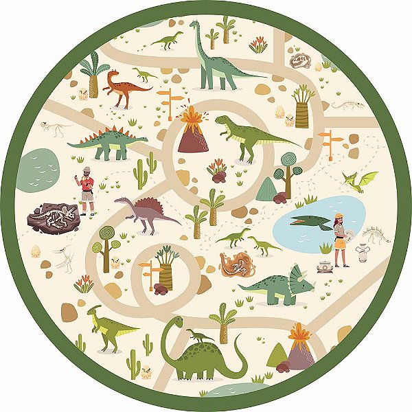 Tapete De Atividades Guarda Brinquedos Em Tecido Dinossauros