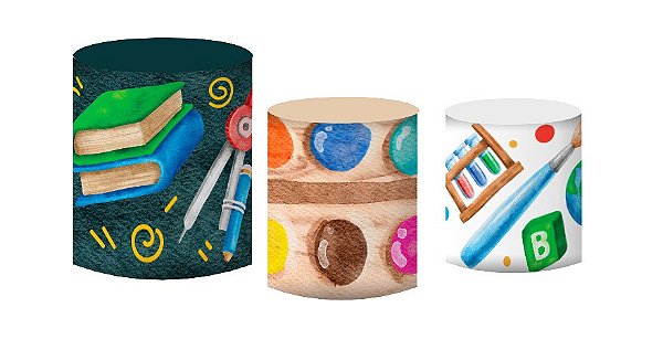 Kit Capas de Cilindro de Festa em Tecido Sublimado Volta às Aulas