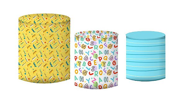 Kit Capas de Cilindro  em Tecido Volta às Aulas na Escolinha