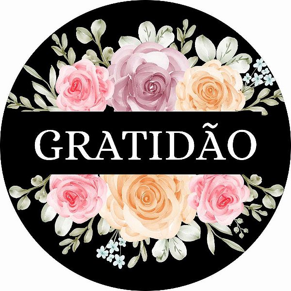Painel de Festa Redondo em Tecido Sublimado Gratidão Preto