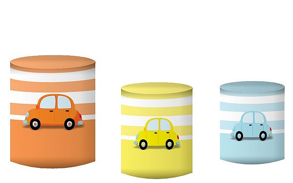 Kit Capas de Cilindro em Tecido Meios de Transportes Carrinhos
