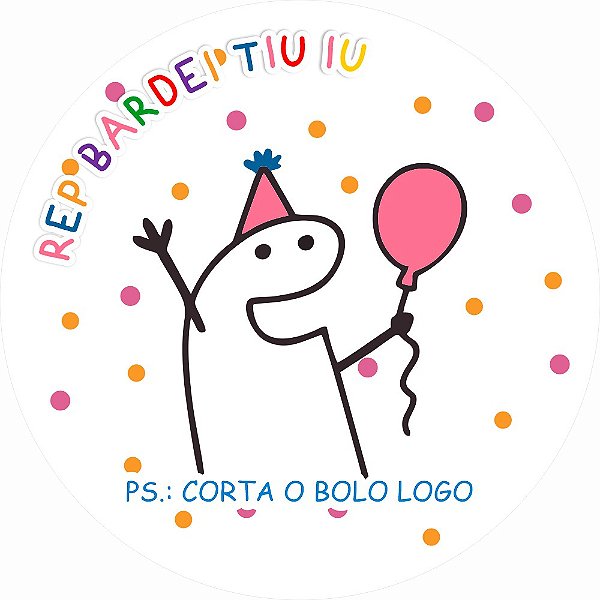 Painel de Festa Redondo em Tecido Sublimado Meme Repi Bardei Tiuiu Corta o Bolo