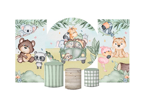 Super Kit Painel e Capas de Cilindro em tecido sublimado Fusquinha do Safari 1,50m
