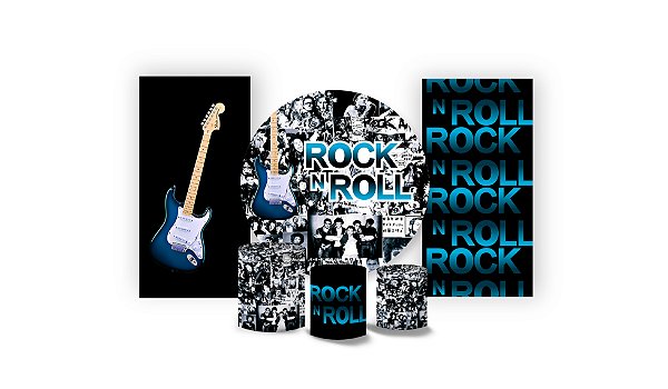 Super Kit Painel e Capas de Cilindro em tecido sublimado Rock And Roll 1,50m