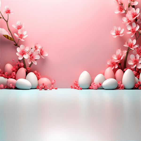 Fundo Fotográfico em Tecido Sublimado Páscoa Rosa