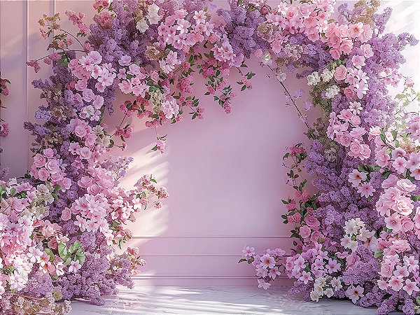 Painel de Festa em Tecido Sublimado Parede de Flores Rosas